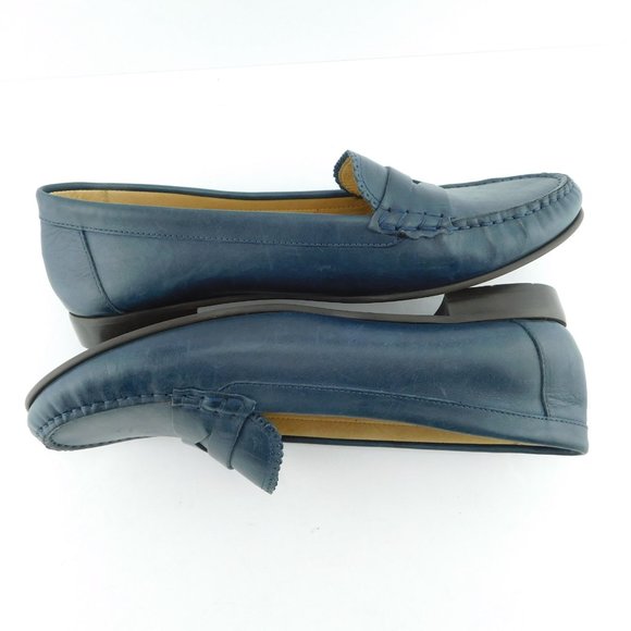 JACK ROGERS Navy Blue Leather Slip-on Penny Loafer Flats 11 - Picture 3 of 7